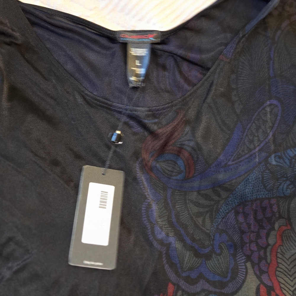 Custo Barcelona Black and Blue Artistic Tee